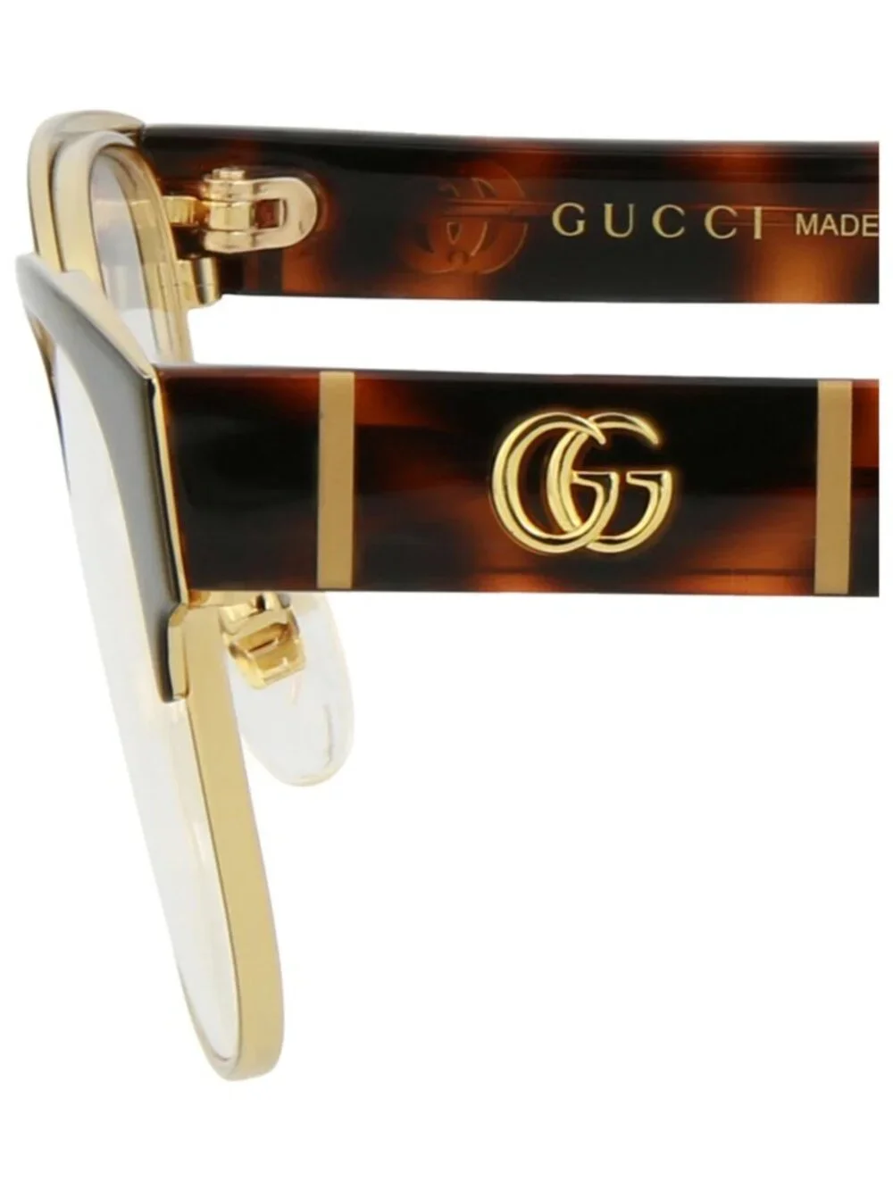 New Gucci Women's Eyeglasses Square Rectangle Metal Frame Black Havana